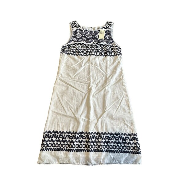 NWT $118 Max Studio Size Small White Navy Cotton Embroidered Summer Dress #I14-5 - Picture 7 of 11